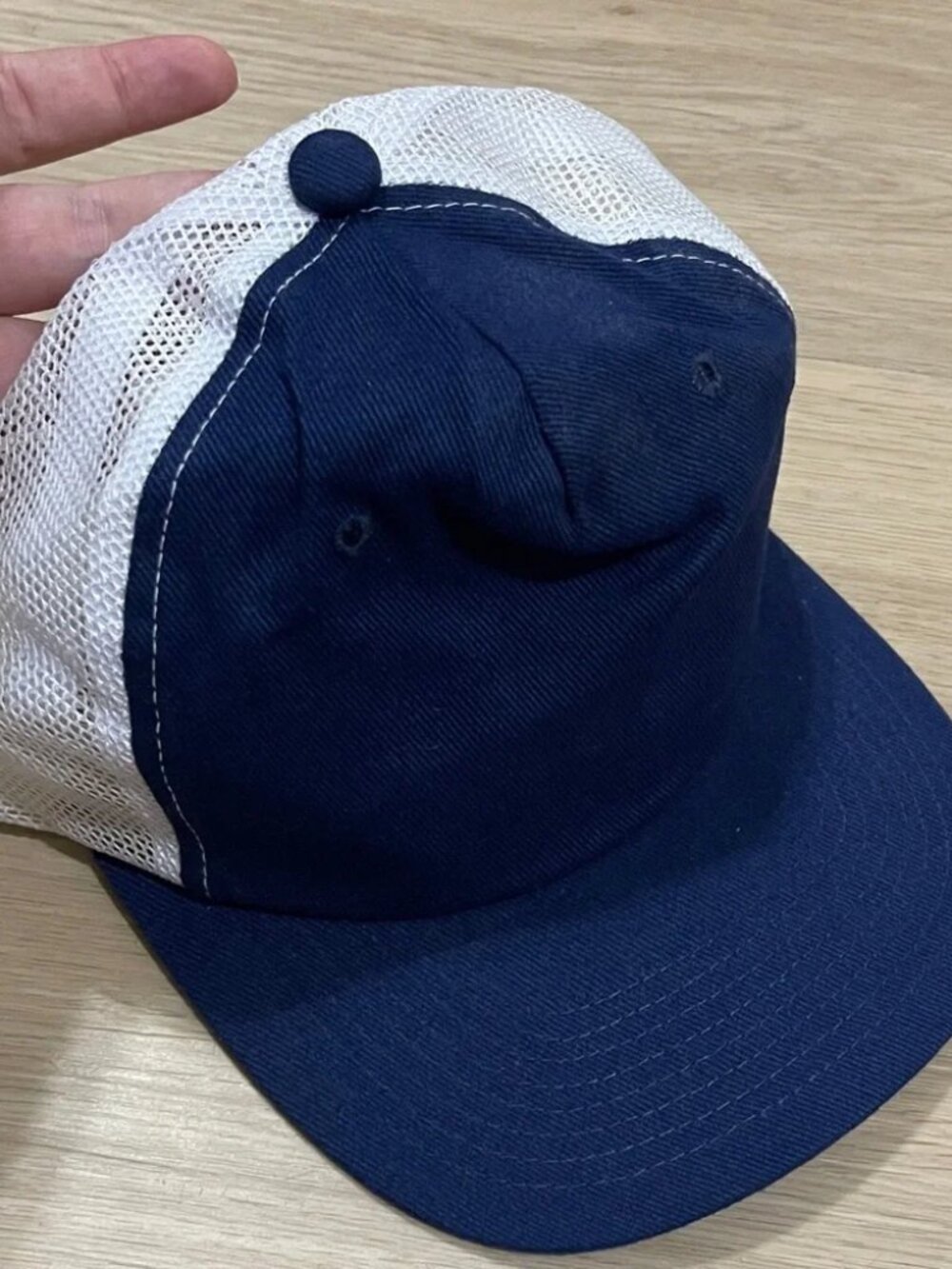 Cat Eyes Navy and White Mesh Trucker Hat